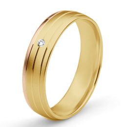 Alliance de prestige bicolore - 2 ors, diamant - Madame or j