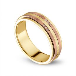 Alliance 2 ors Homme - Or jaune poli et rose brossé - Diaman