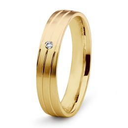 Alliance de mariage rainure - 2 ors - Diamant serti clos - F