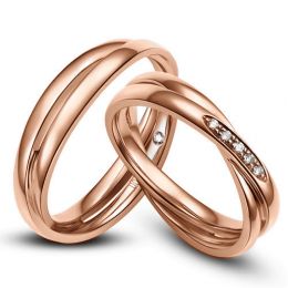 Duo d'alliances 2 anneaux or rose - Diamants | Marthe & Orli