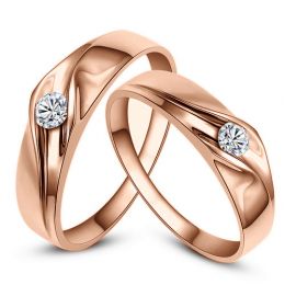 Alliances de fiançaille - Alliances Duo d'or rose - Diamants