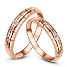 Alliances duo mariage - Quadrillage - Or rose 750/1000, diam