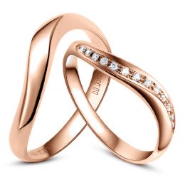 Alliances ondulées or rose - Alliances Duo avec diamants