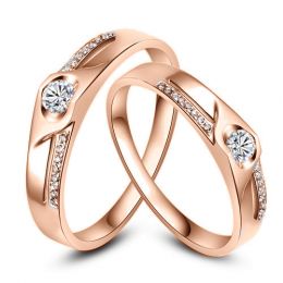Alliances Duo solitaires diamants - Alliances modernes Or ro