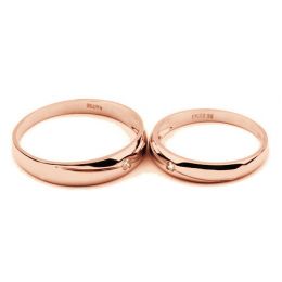 Alliances Couple. Or rose 18cts, Diamants
