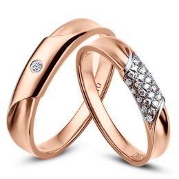 Duo d'alliances prestige - Or rose, diamants