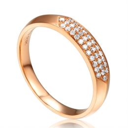 Alliance biseautée pour elle. Or rose, diamants pavés | Mélancolique