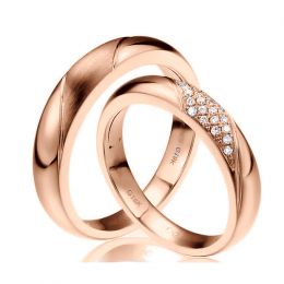 Alliances Duo - Or rose - Diamants | Autour de moi