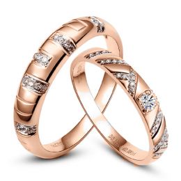Duo d'alliances parsemée - Or rose, diamants
