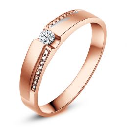 Alliance solitaire or rose 750/1000 - Bague Femme diamants