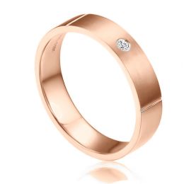 Alliance Mariage Homme Hare I Or rose Poli Brossé, Diamant