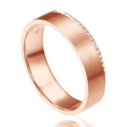 Alliance Prielle- Or Rose Brossé 18cts pour Femme - Liseré d