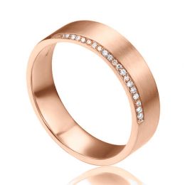 Alliance Brandon- Or Rose Brossé 18cts pour Homme - Liseré d