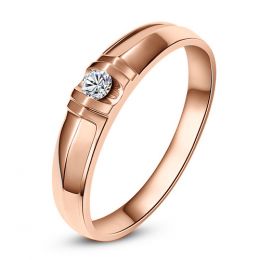 Alliance solitaire sophistiqué - Alliance homme - Or rose, D