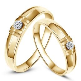 Alliances solitaires sophistiqués. Alliances duo. Or jaune, Diamants | Constance & Schubert