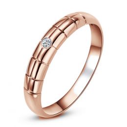 Alliance quadrillage - Or rose, Diamant clos
