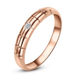 Alliance homme motifs quadrillés - Or rose, diamant clos