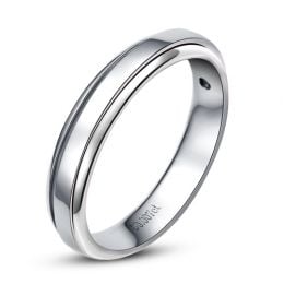 Anneau d'or blanc 750/1000. Alliance androgyne Homme. Diamant | Adam