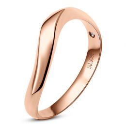 Alliance ondulée or rose - Alliance homme avec diamant