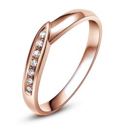 Alliance de mariage femme - Or rose - Diamant