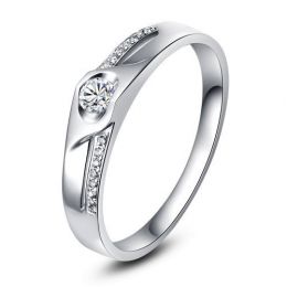 Alliance Femme solitaire diamants - Alliance moderne Platine