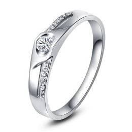 Alliance Homme solitaire diamants - Alliance moderne Platine
