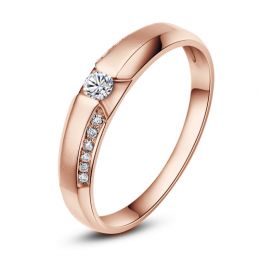 Achat alliance mariage - Alliance Solitaire Femme - Or rose,
