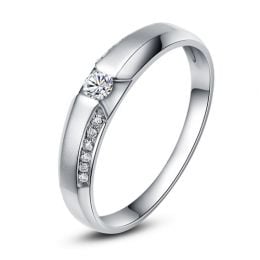 Achat alliance mariage - Alliance Solitaire Homme - Or blanc, diamants | Colin