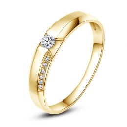 Achat alliance mariage - Alliance Solitaire Homme - Or jaune, diamants | Colin