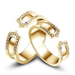 Alliances or jaune originales - Anneaux discontinus Couple - Diamants