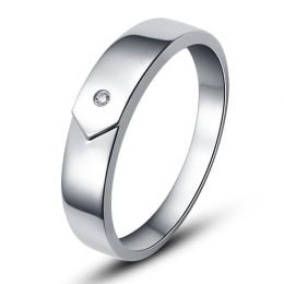 Alliance moderne et sobre pour Homme - Or blanc 750/1000  - Diamant
