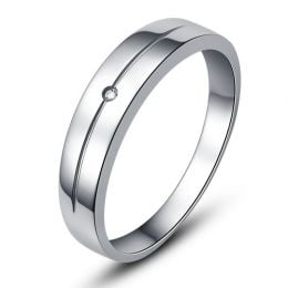 Alliance Homme or blanc 18cts - Diamant serti clos