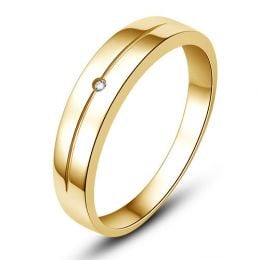 Alliance Homme or jaune 18cts - Diamant serti clos