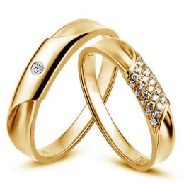Duo d'alliances prestige - Or jaune, diamants