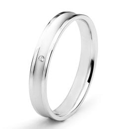 Alliance Femme en or blanc et diamant - Incurvation précieuse