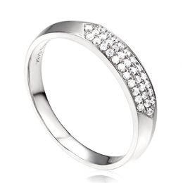Alliance en biseau pour elle. Platine, diamants pavés | Mélancolique