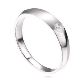 Alliance homme taillée biseau - Or blanc brossé et poli - Diamant | karasek