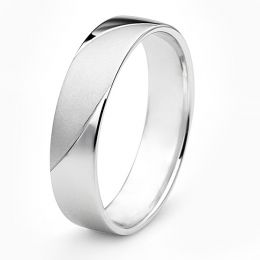 Alliance homme - Lignes fluides platine - Polie, brossée