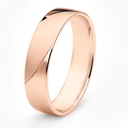Alliance homme - Lignes fluides or rose - Polie, brossée