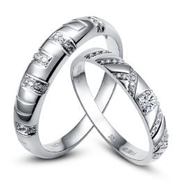 Duo d'alliances parsemée - Or blanc, diamants