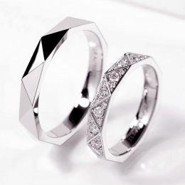 Alliances de Mariage Duo Triangulaire Platine