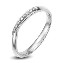 Alliance bague facettée - Alliance diamant Femme - Platine