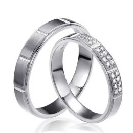 Alliances Couple -  Platine - Diamants