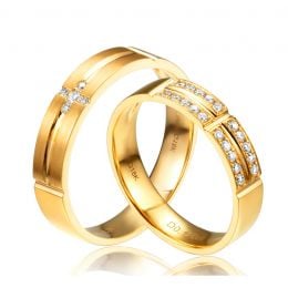 Alliances Couple - Or Jaune - Diamants