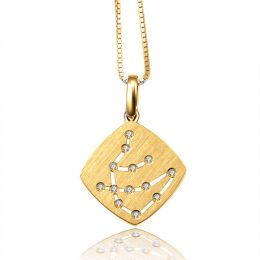 Pendentif signe du zodiaque - Constellation verseau - Or jau