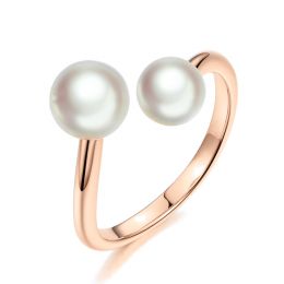Bague perles Akoya Toi et Moi. Or rose