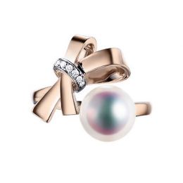 Bague Ti Noeud Koya en Or rose avec sa sublime Perle Akoya d