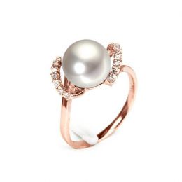 Bague Byzance I  Perle de culture, Or rose, Diamants