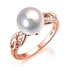 Bague du couple danseur - Perle eau douce - Or rose 18cts, d
