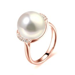 Bague perle d'eau douce et or rose - Plateau circulaire en d
